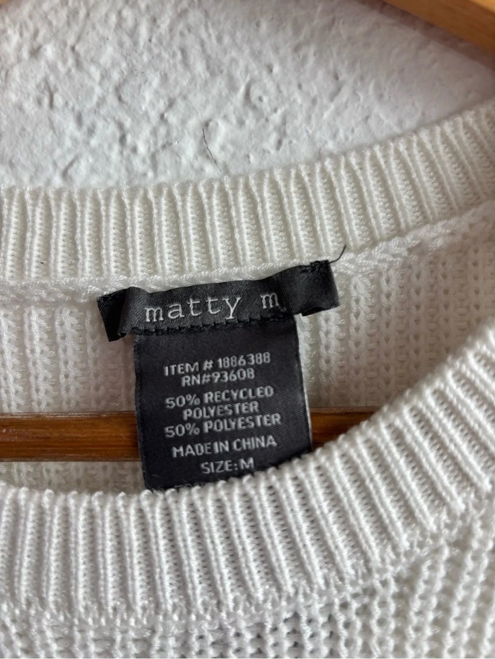Matty M Color Block Short Sleeve Knit Sweater Womens Size Medium